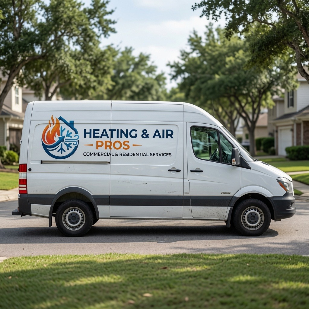 Local heating and air service van serving Fountain